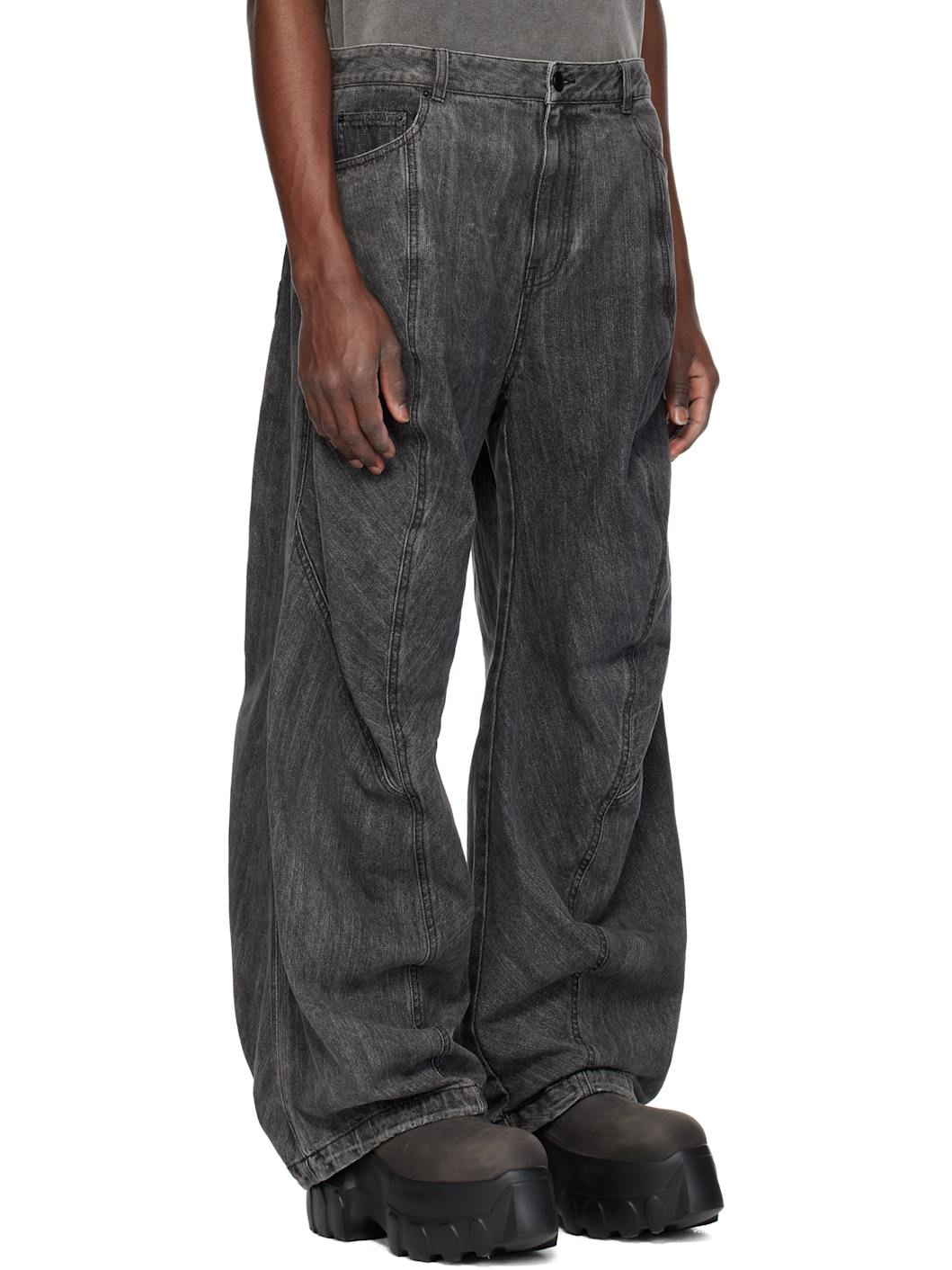 Juun. J Gray Washed Denim Front Seam Jeans - 2