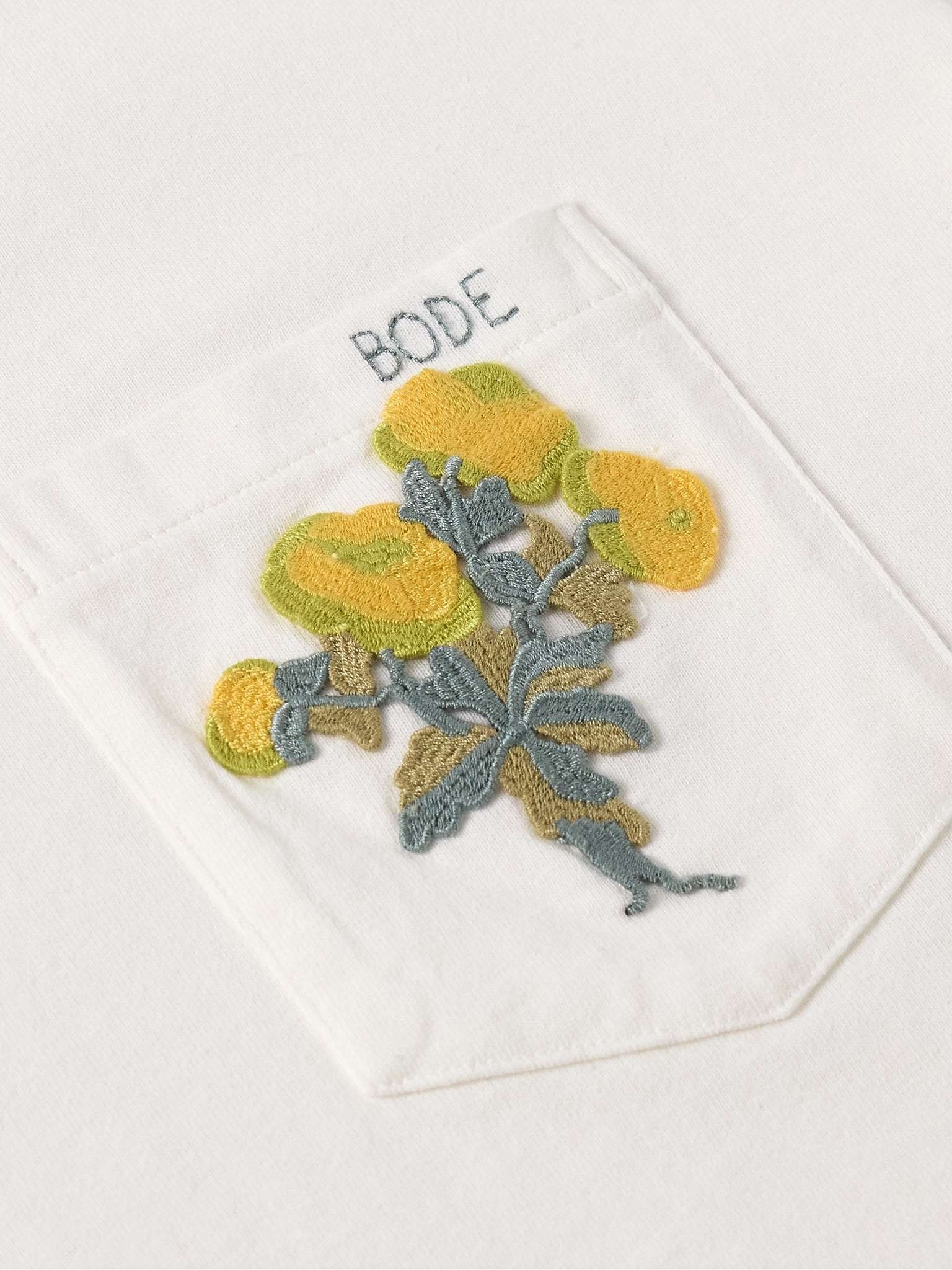 【Bode】 EmbroideredフープコットンTシャツ BODE Logo-Embroidered Cotton-Jersey T-Shirt | REVERSIBLE