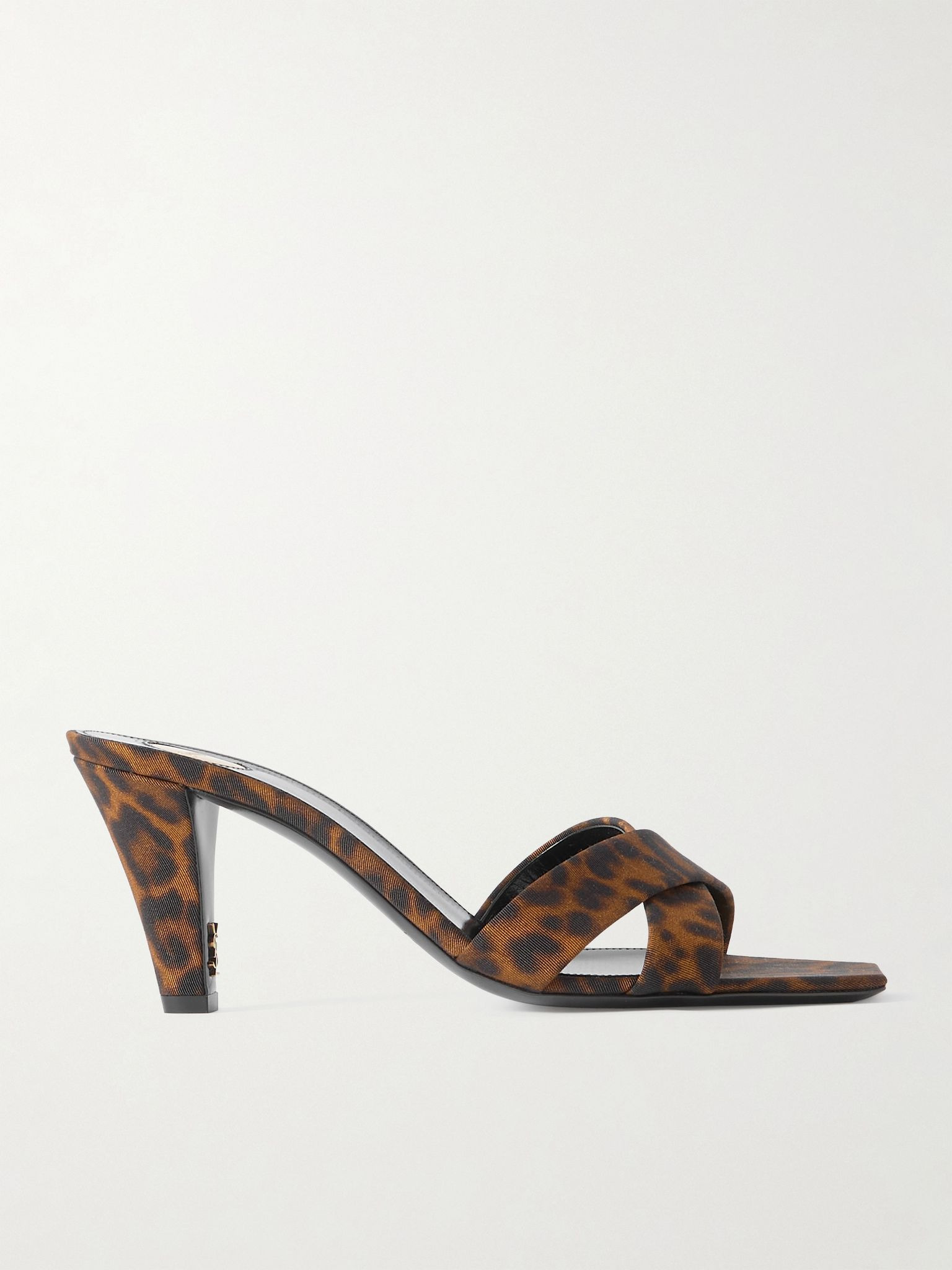 Jill leopard-print faille mules Dark brown - 1