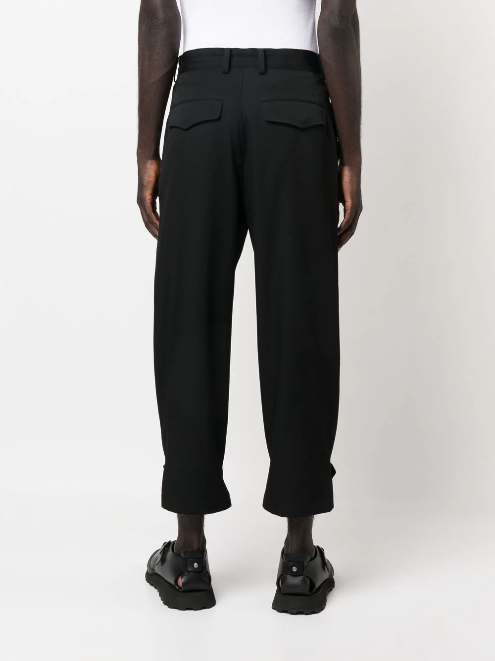 cropped drawstring-waist trousers - 4