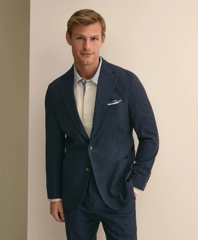 Classic Fit Cotton-Wool Pinstripe Suit Jacket - 1