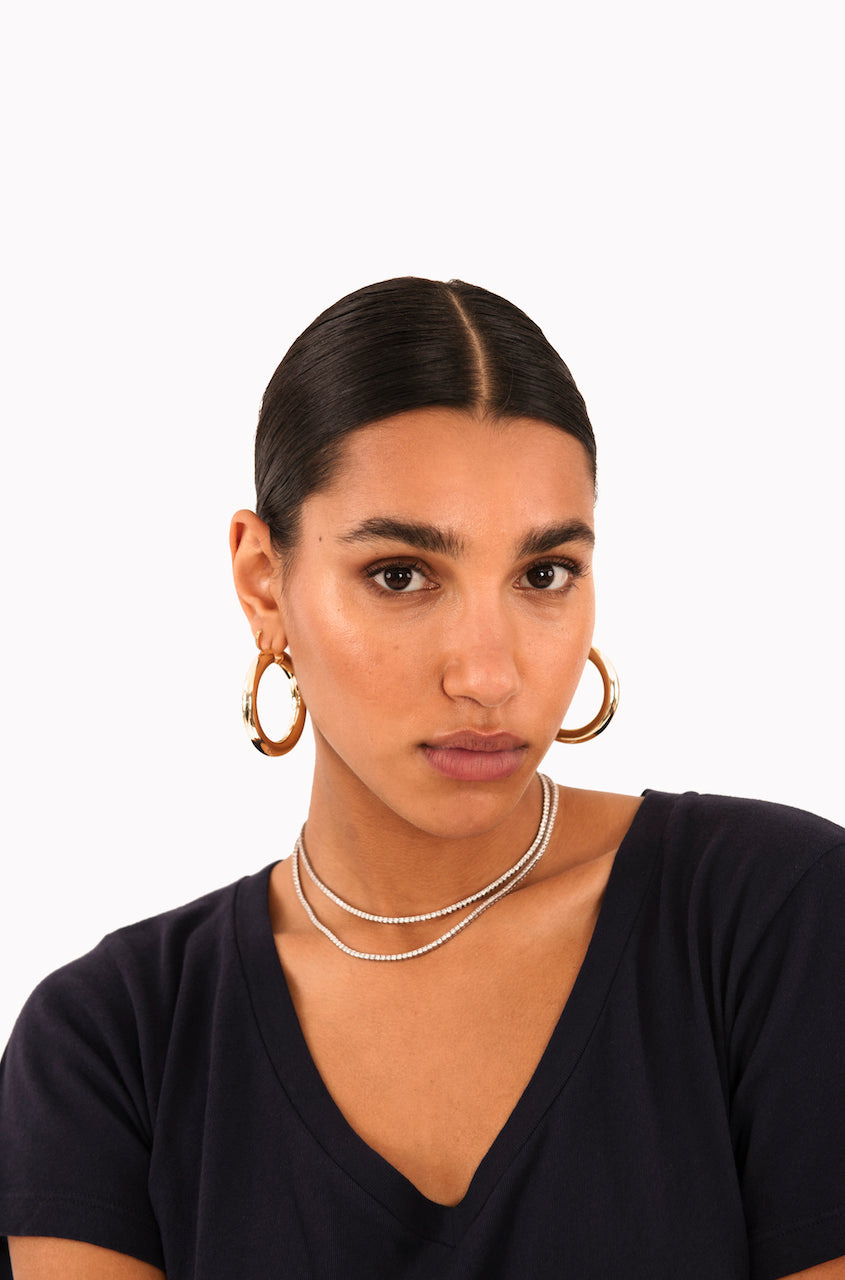 WHITE GOLD DIAMOND PAVED CHOKER 15" - 3