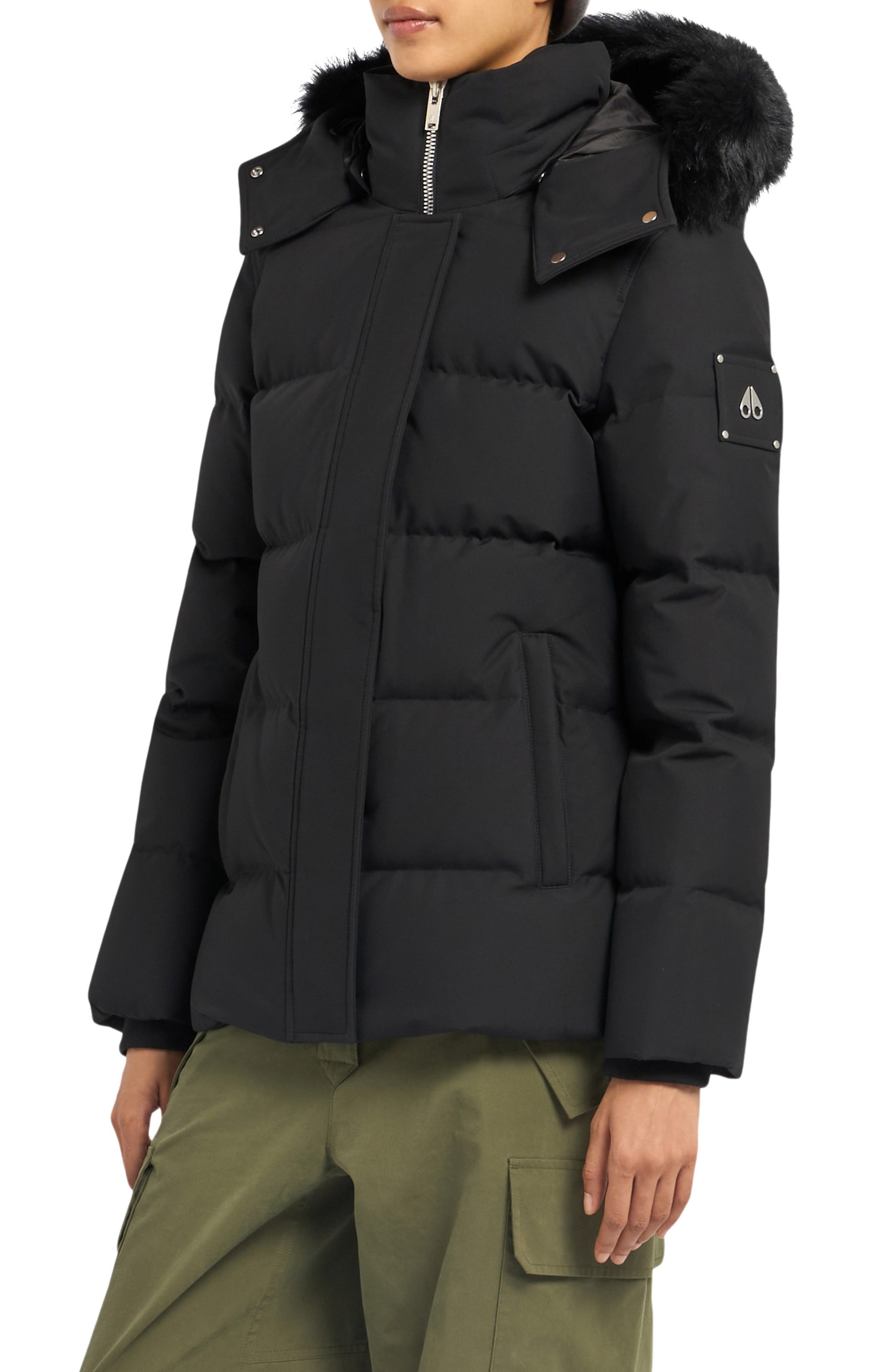 Moose Knuckles Cloud 3Q 800 Fill Power Down Puffer Jacket with Removable Genuine Shearling Trim in B - 3