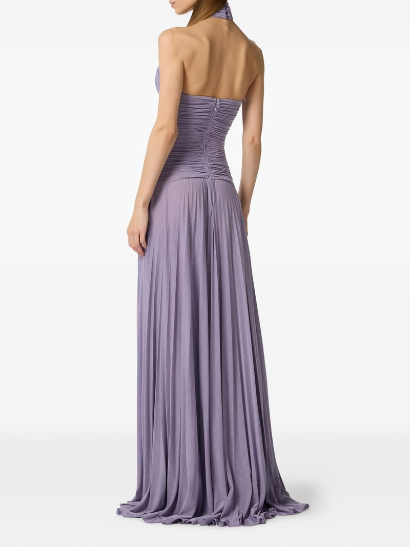 halterneck pleated maxi dress 3