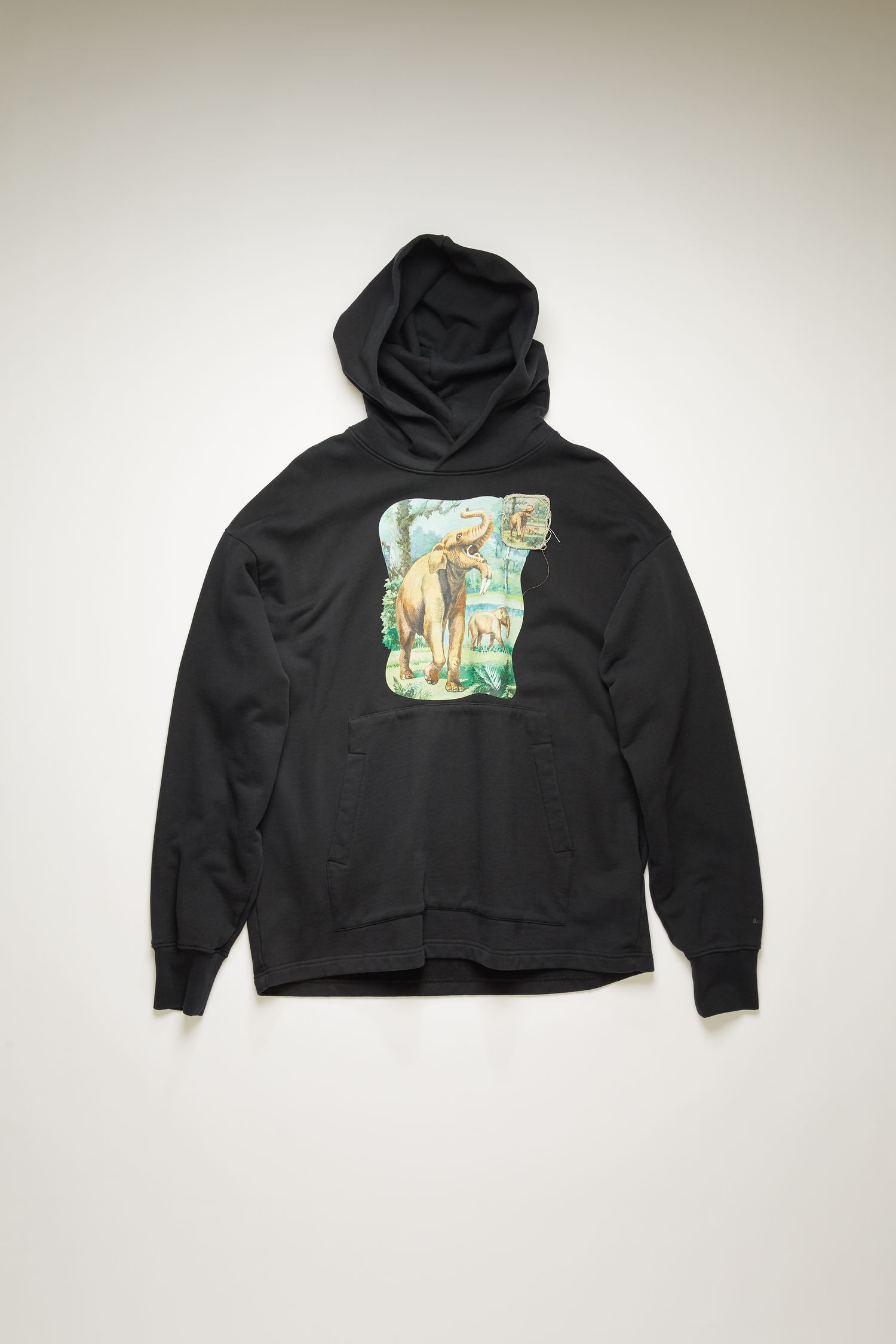 Dinosaur print hooded sweatshirt black - 1