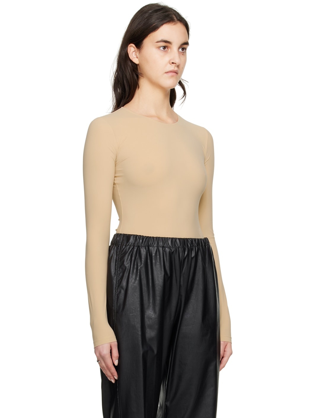 Beige Crewneck Bodysuit - 2