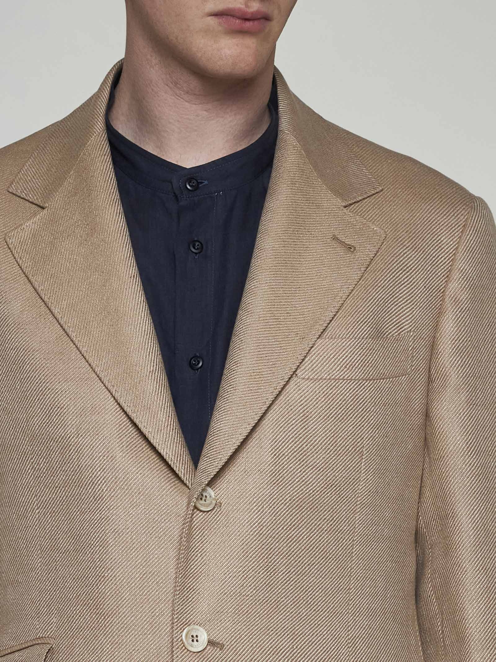 Linen-blend single-breasted suit - 4