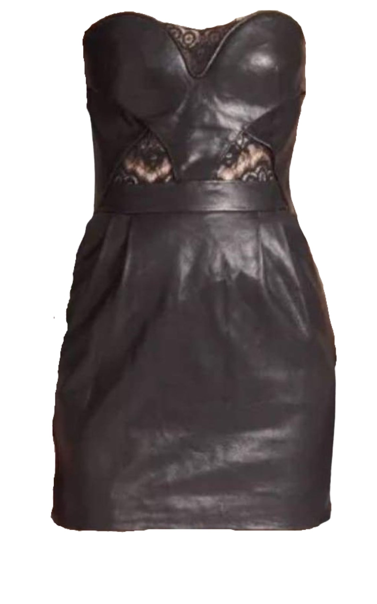 The Kooples - Black Leather Strapless Dress - 1