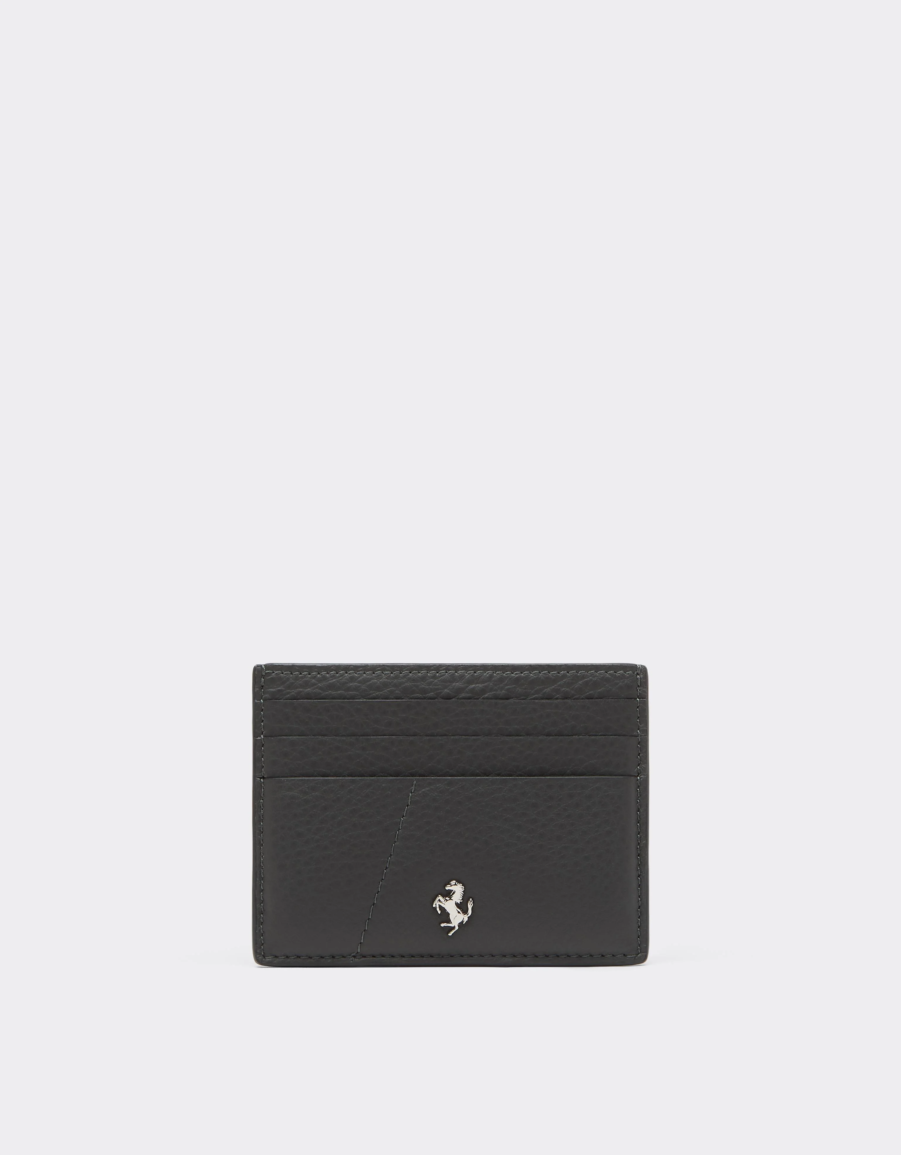 Garnet Leather Card Holder with Prancing Horse - 1