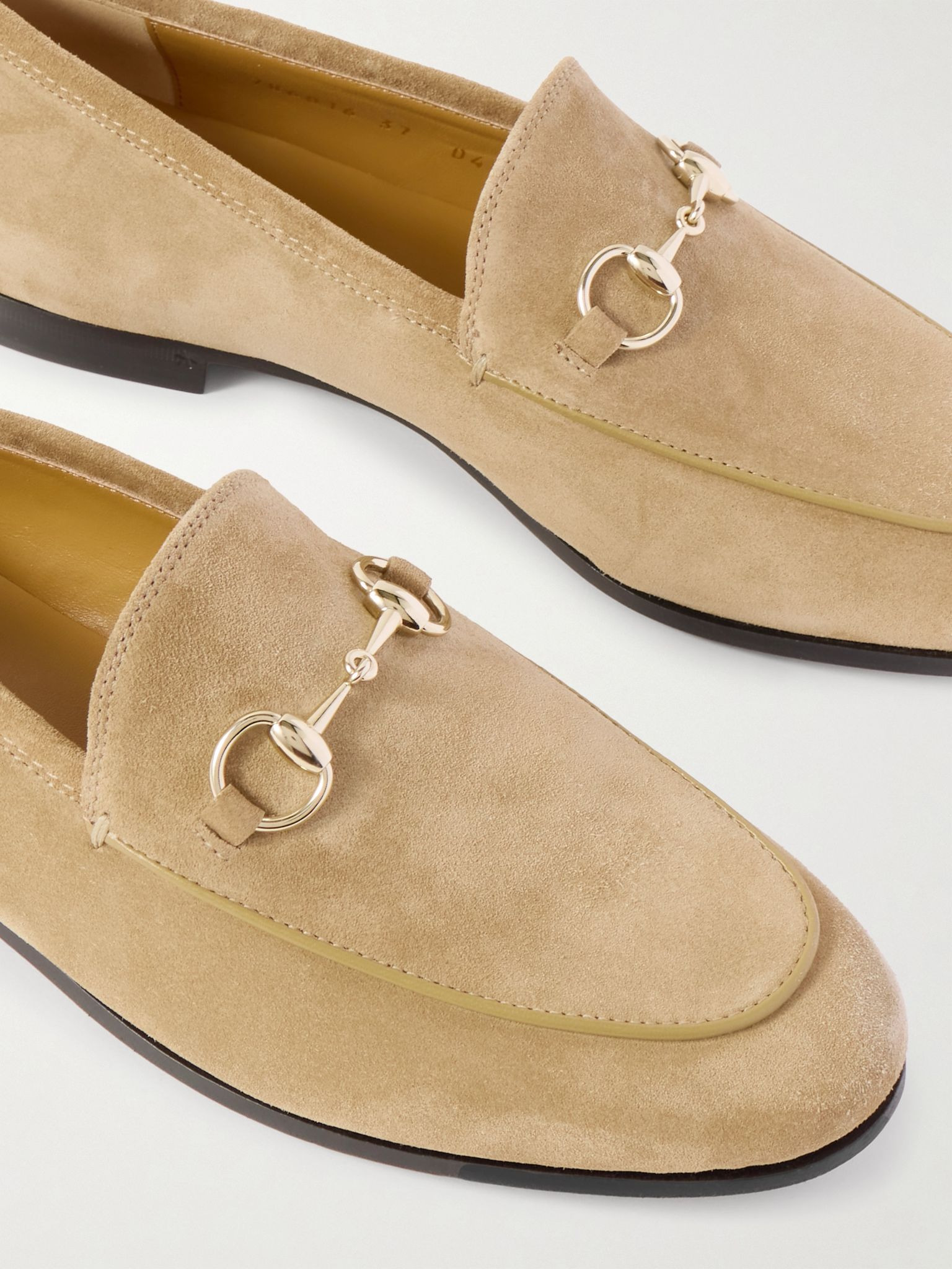 Jordaan horsebit-detailed leather-trimmed suede loafers Beige - 4