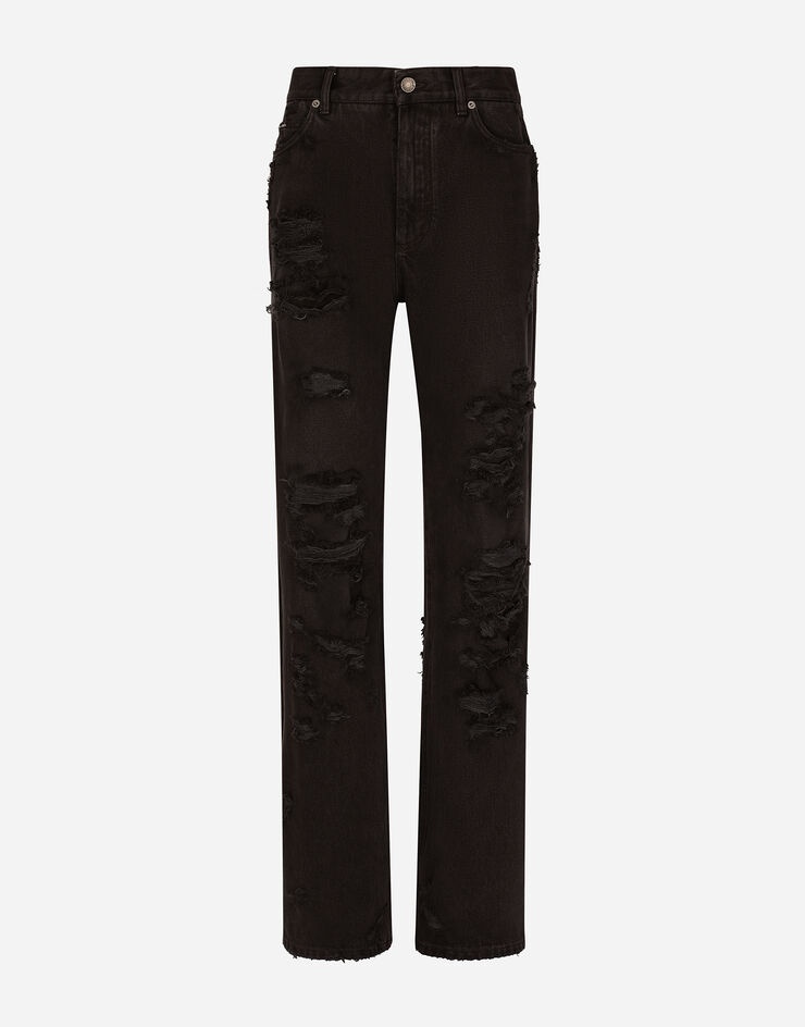 Flared jeans with ripped details - 1