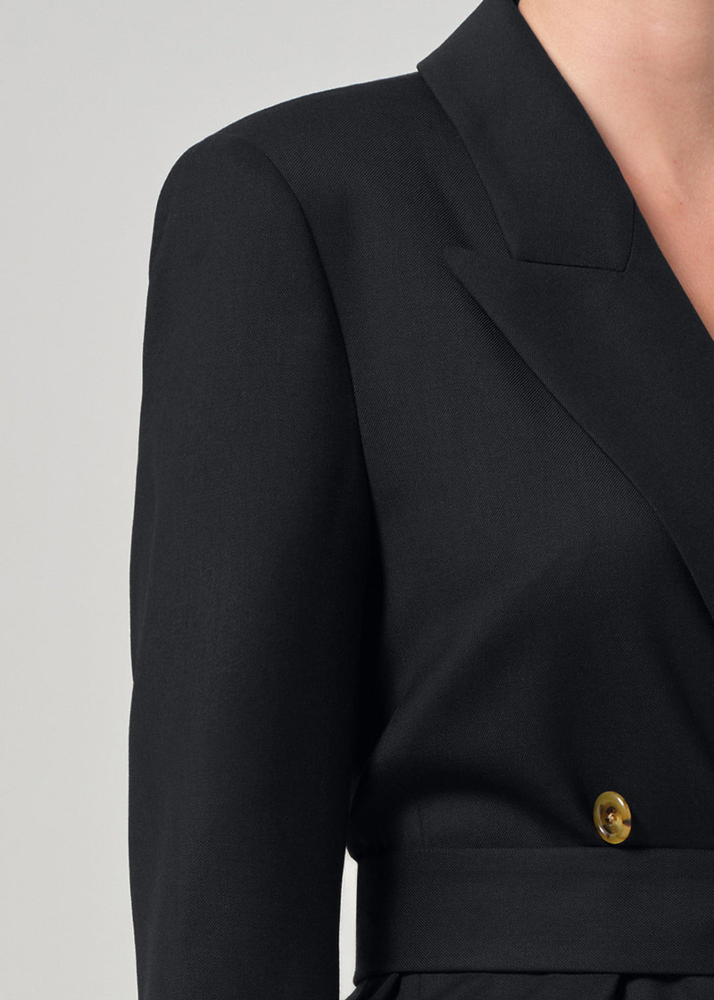 Belted Peak Label Blazer In Black 5