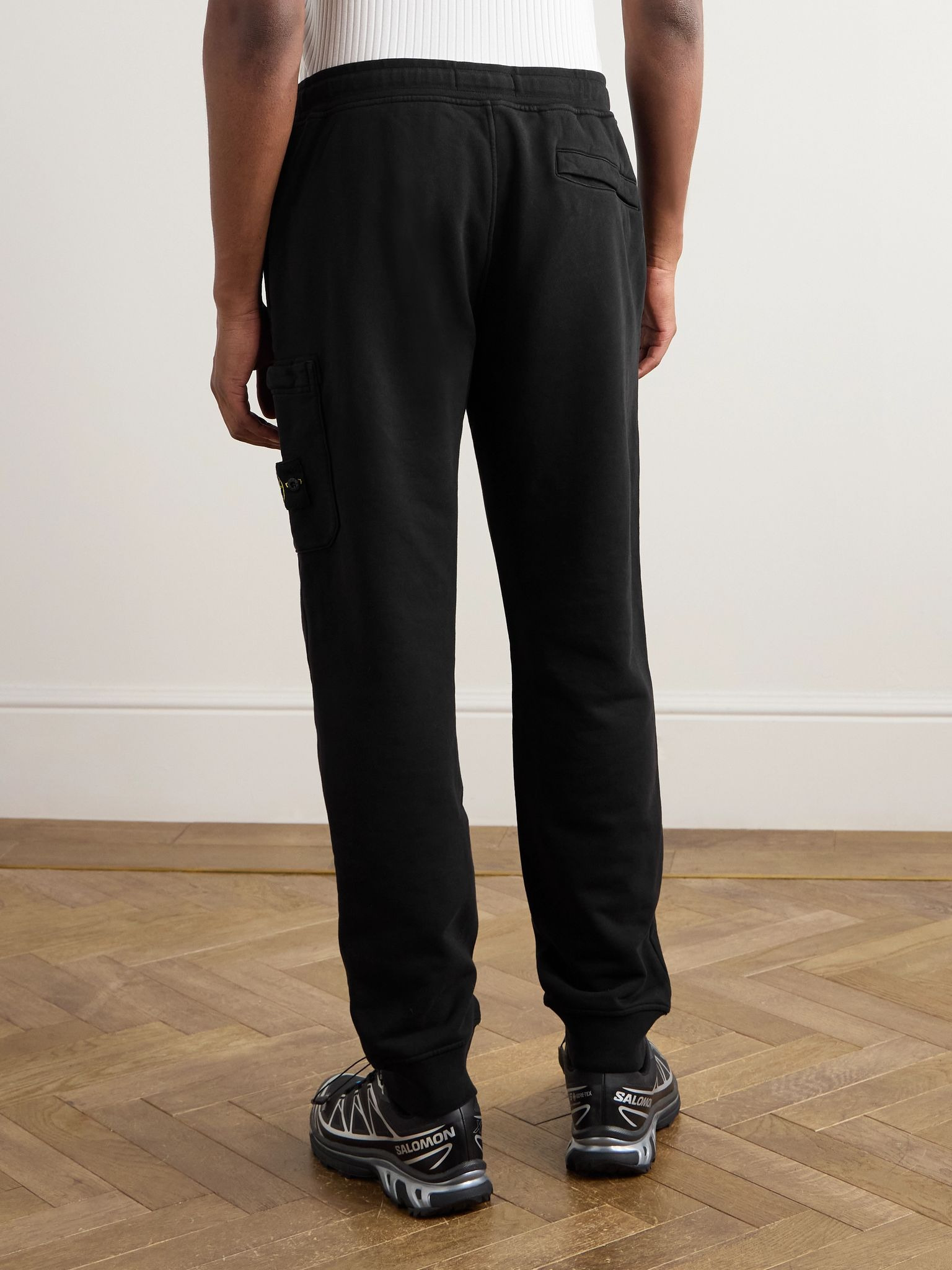 Tapered Logo-Appliquéd Organic Cotton-Jersey Sweatpants Black - 4