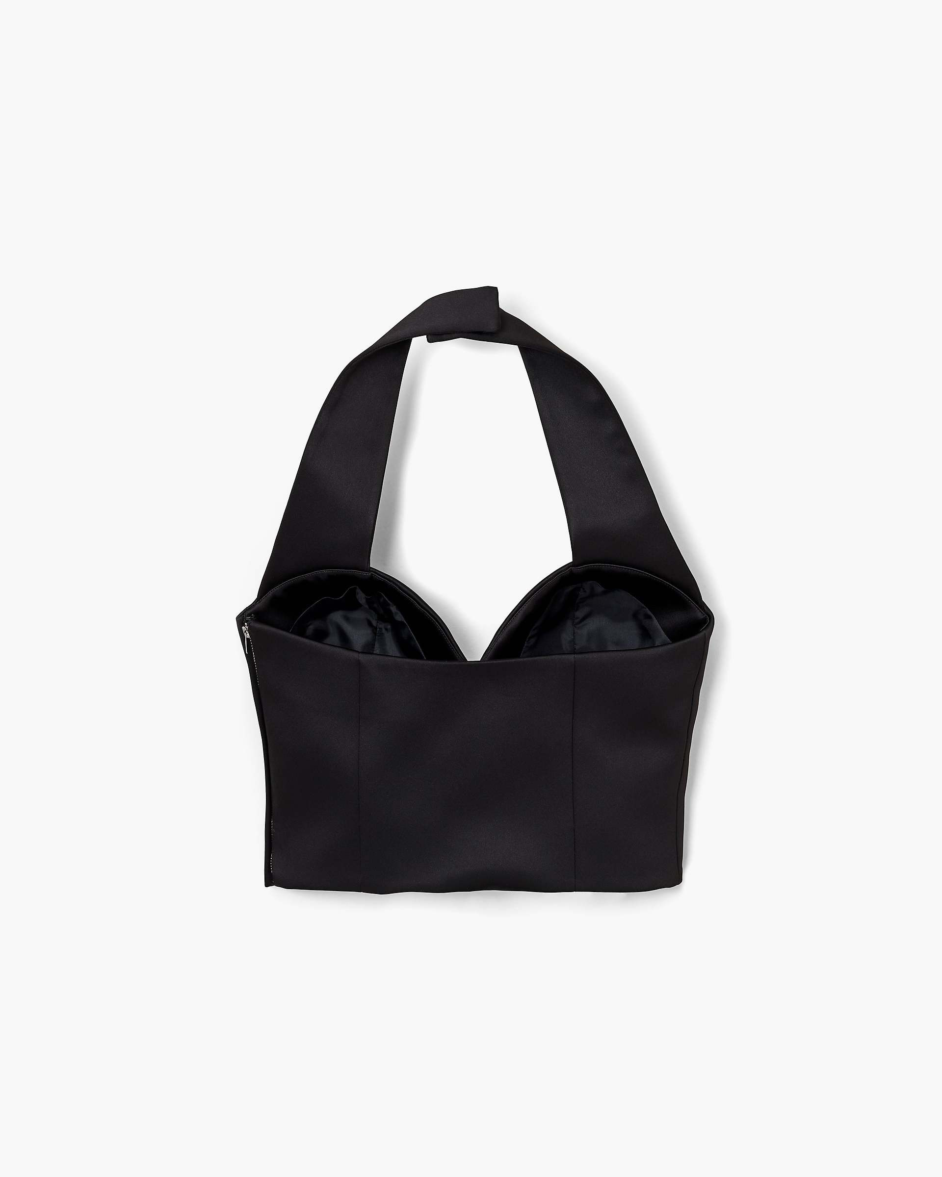 SCULPTED SATIN HALTER TOP - 6