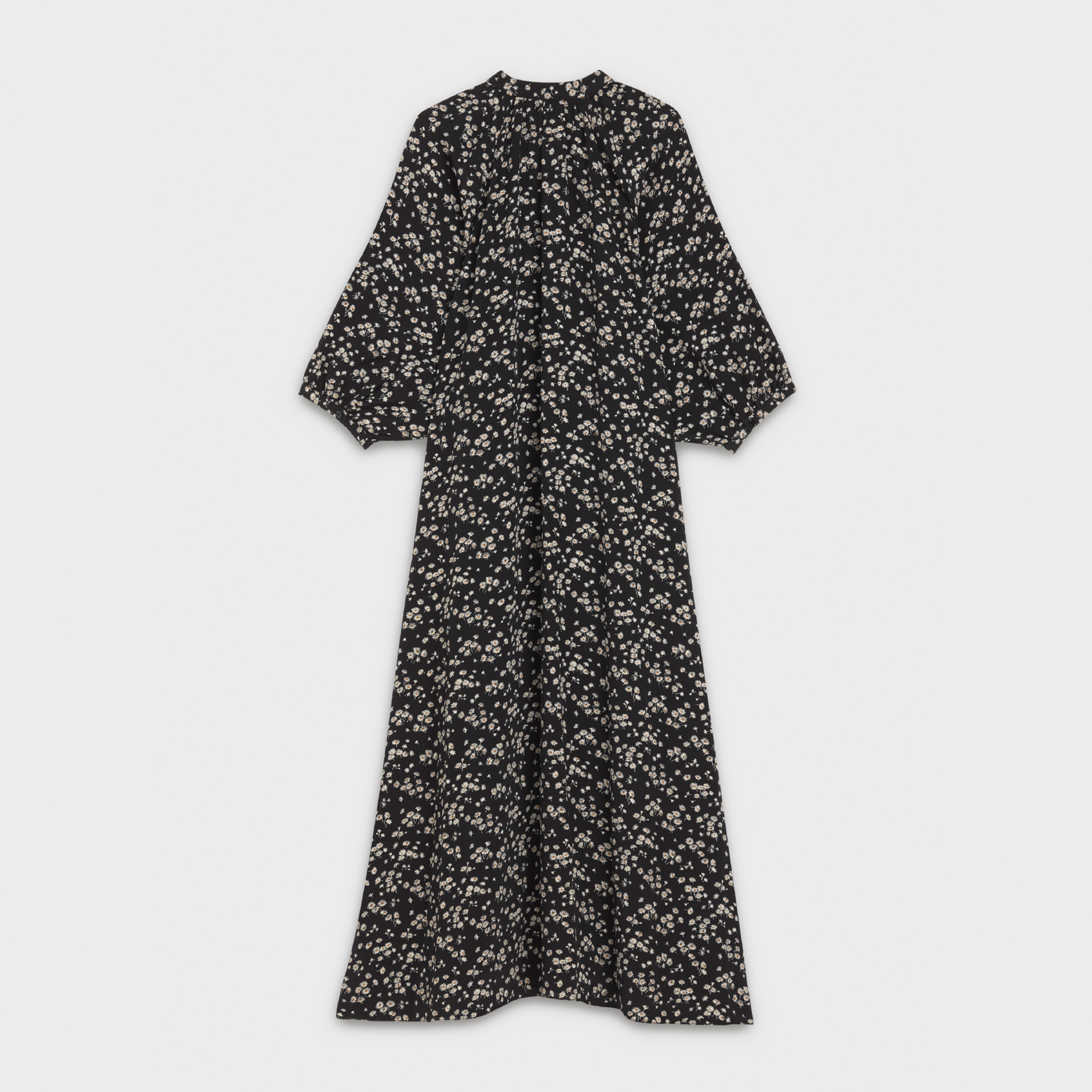 Midi dress in daisy printed viscose canvas with folk button placket - 2