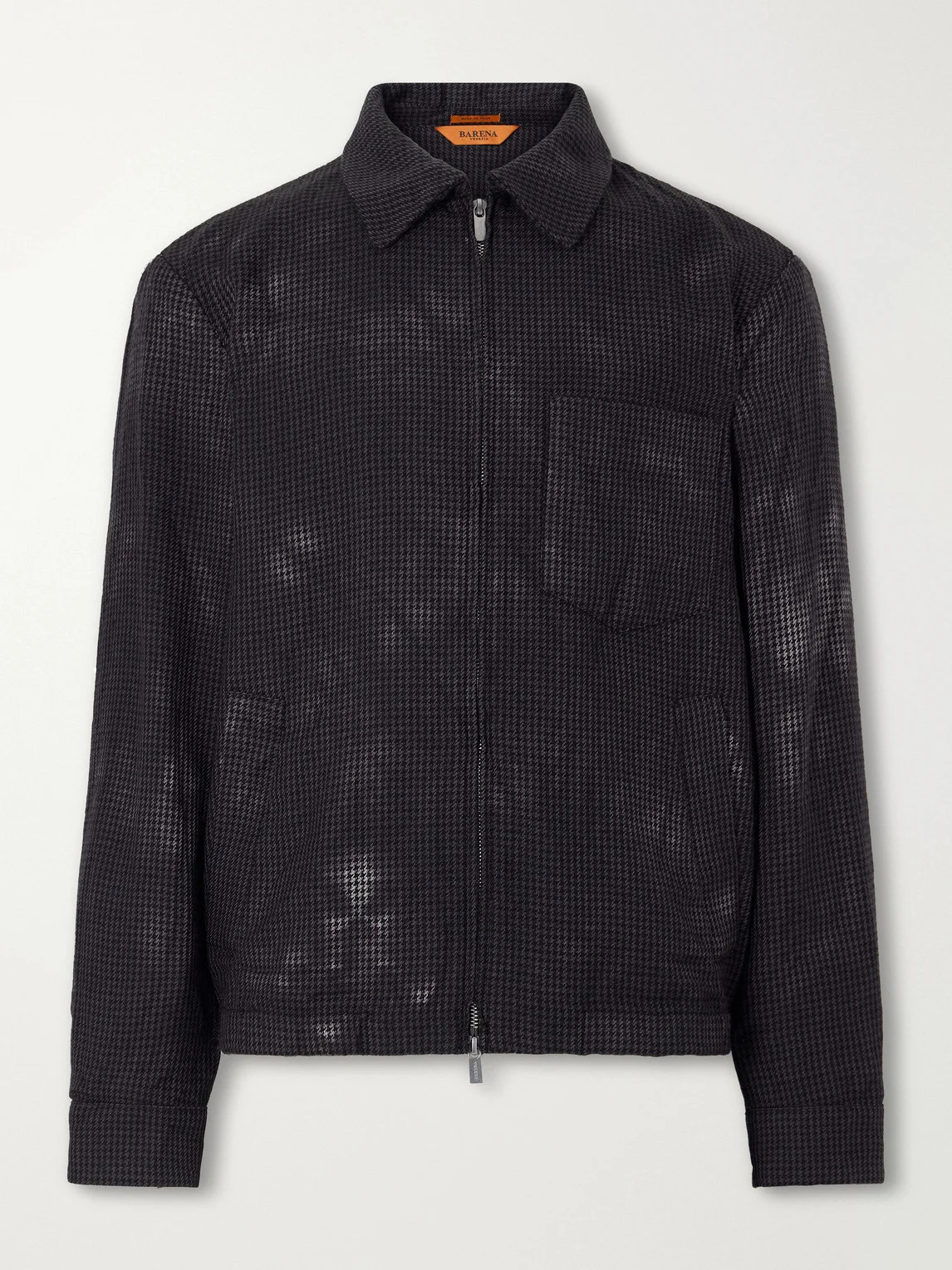 Garment-Dyed Houndstooth Wool Blouson Jacket - 1