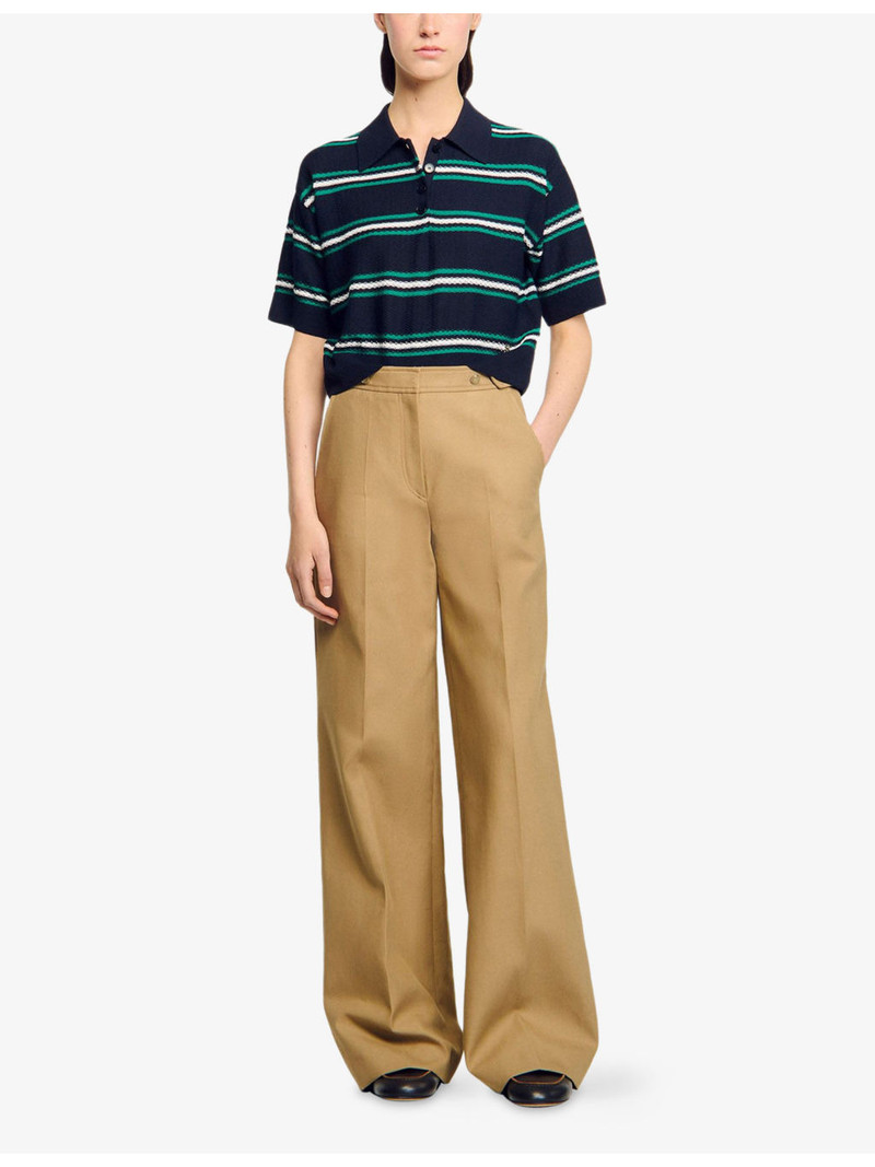 Sandro Stripe Polo-Neck Knitted Top outlook