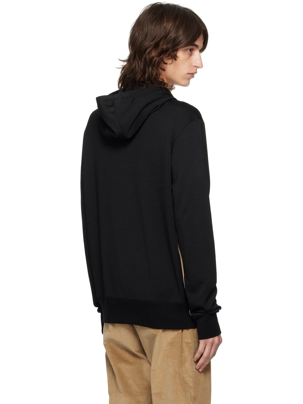 Black Signature Stripe Hoodie - 3