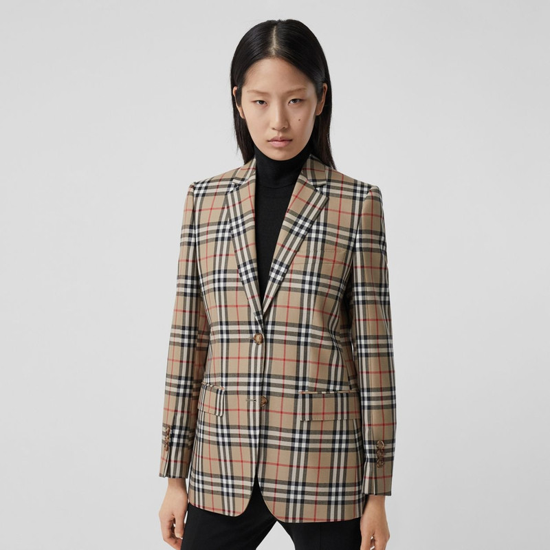 Vintage Check Wool Tailored Jacket 7