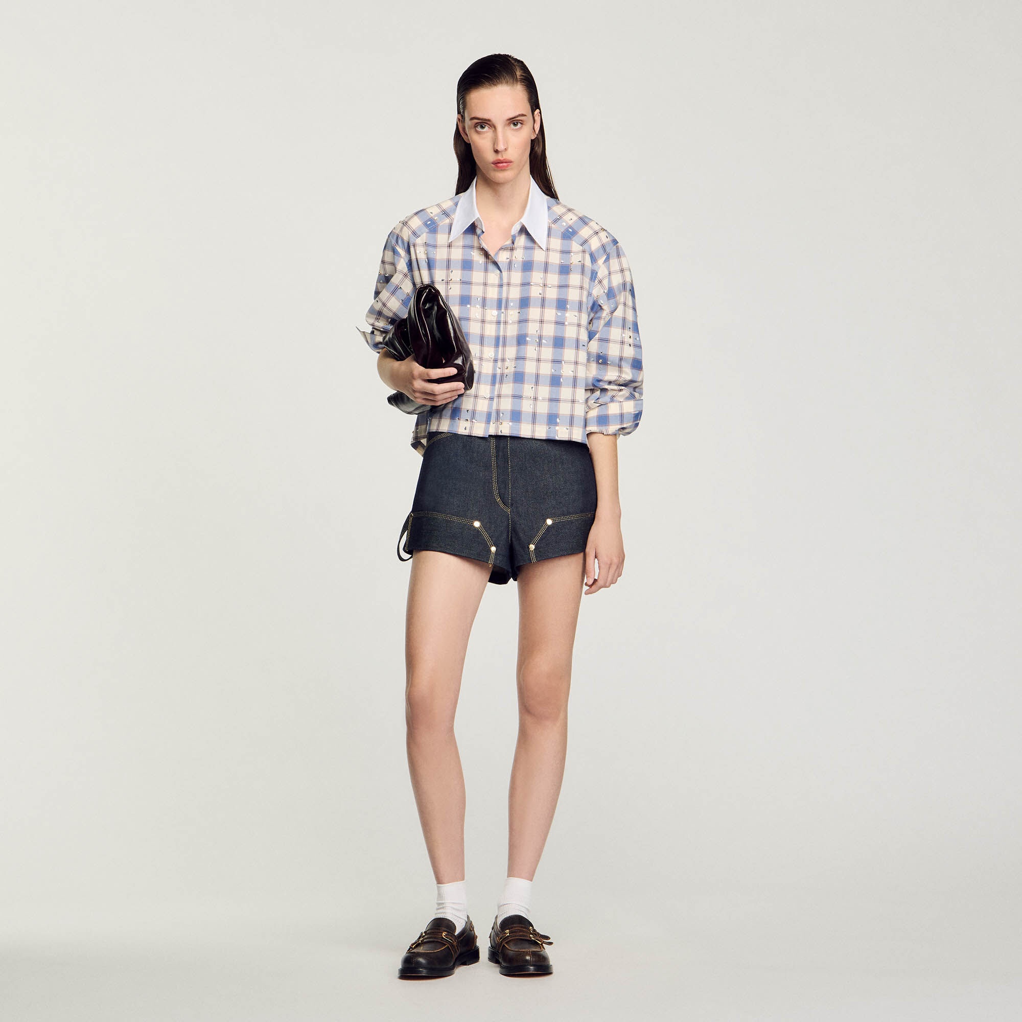 RHINESTONE CHECK SHIRT - 2