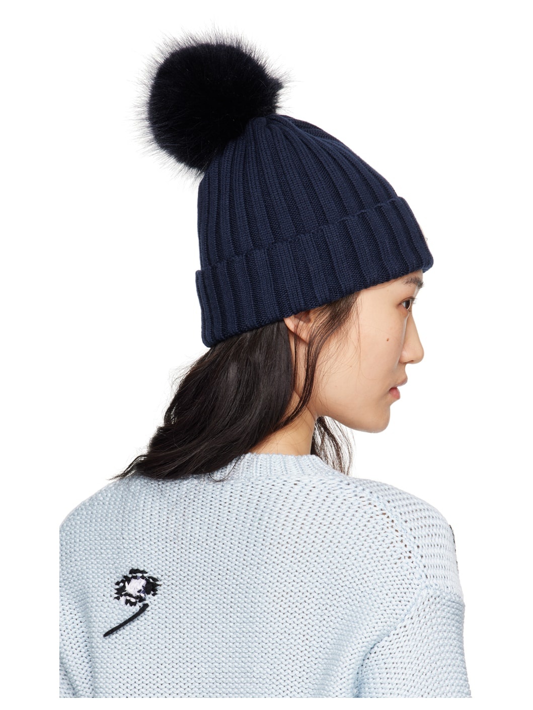 Navy Pom Pom Beanie - 3