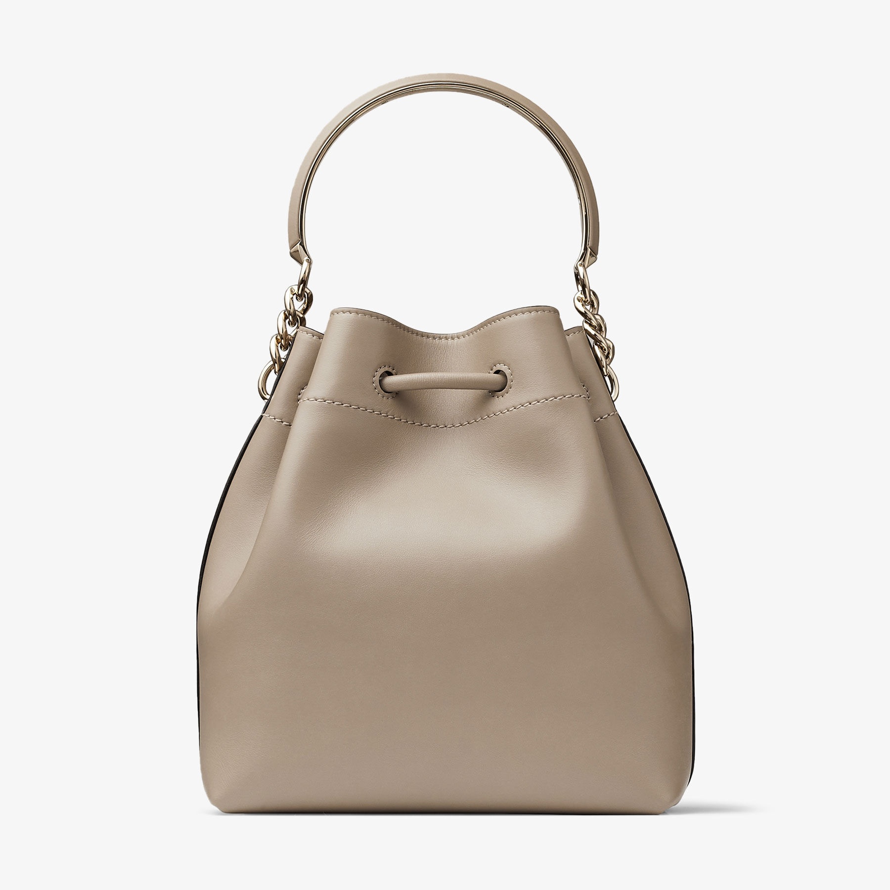 Bon Bon Bucket
Taupe Soft Shiny Smooth Calf Leather Bucket Bag - 6