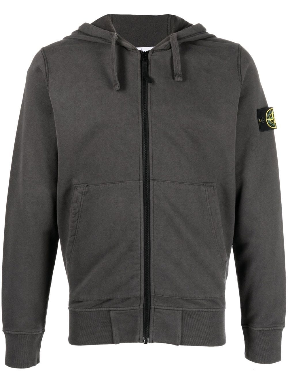 Compass-patch zipped hoodie - 1