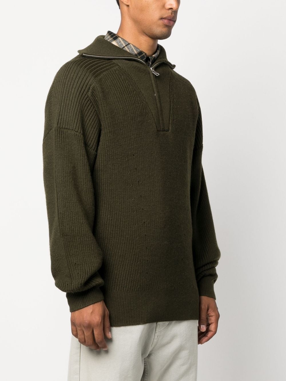 logo-patch zip-up jumper - 3