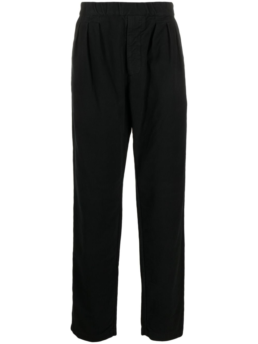 pleated straight-leg cotton trousers - 1