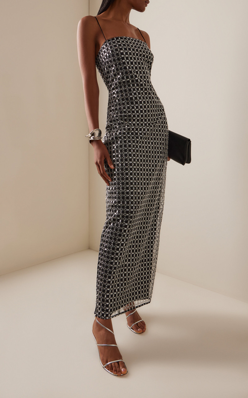 ROTATE Beaded Maxi Slip Dress black outlook