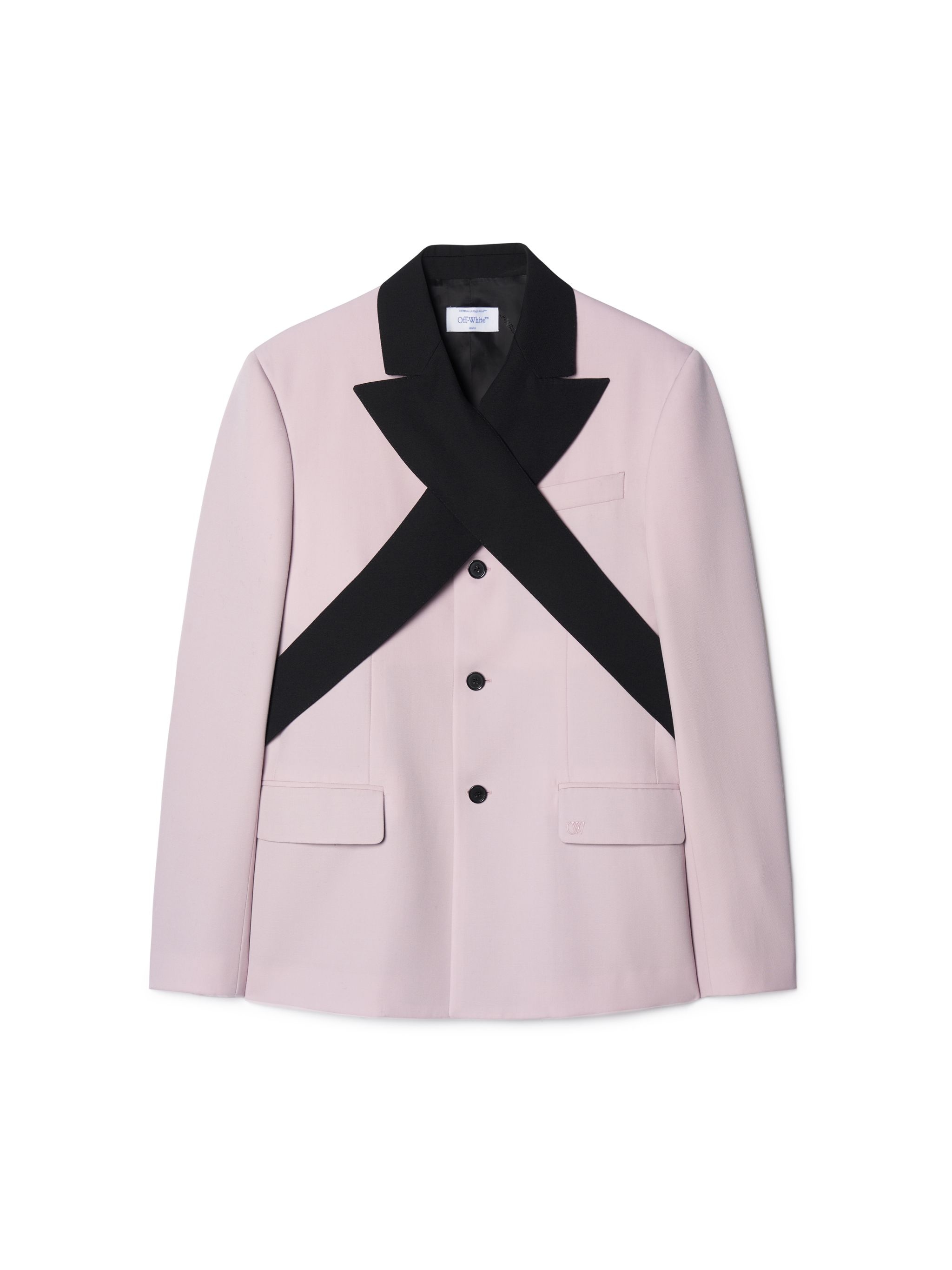 Pink/black Collar Wool Relaxed Blazer - 1