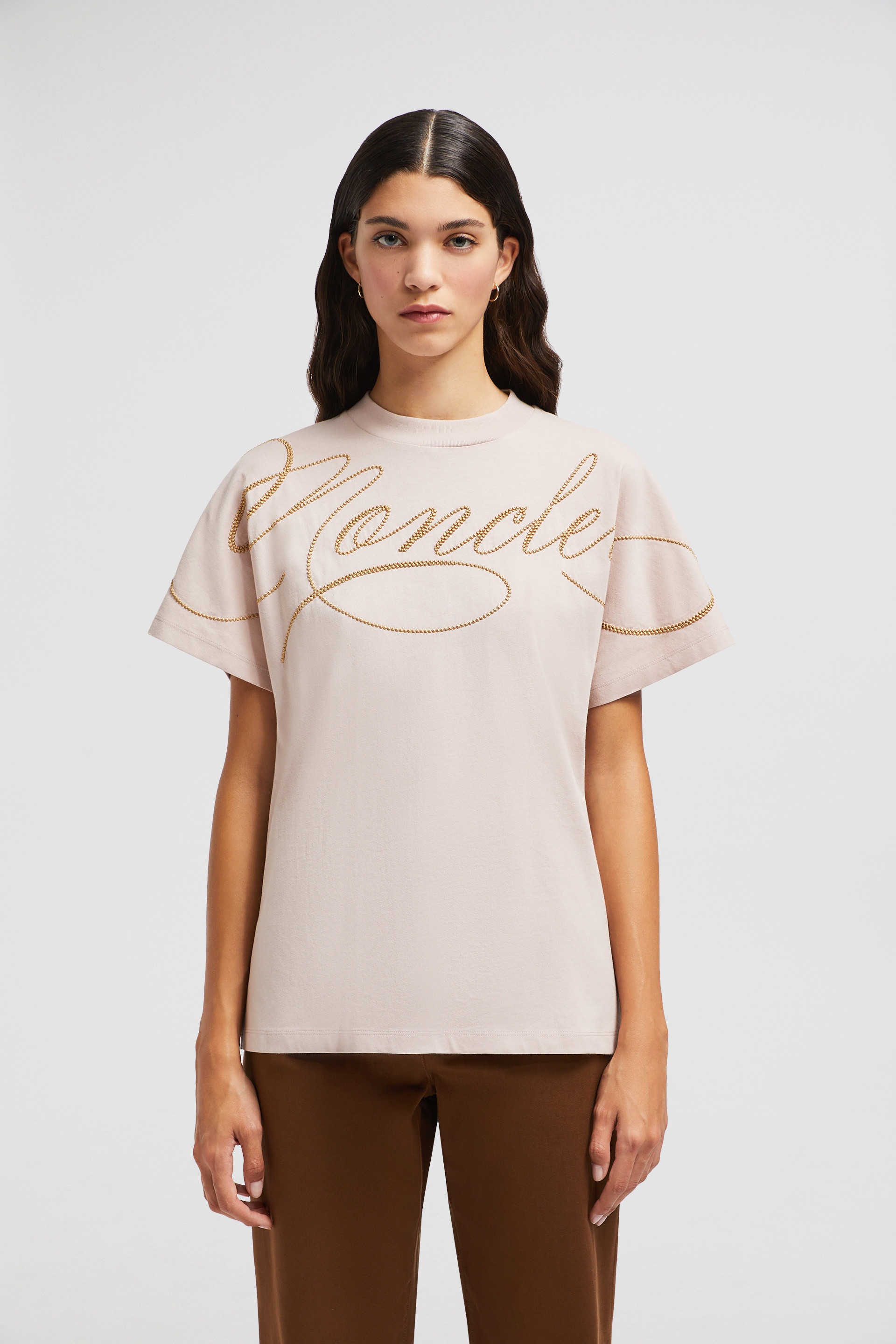 Embroidered Cursive Logo Cotton T-Shirt - 3