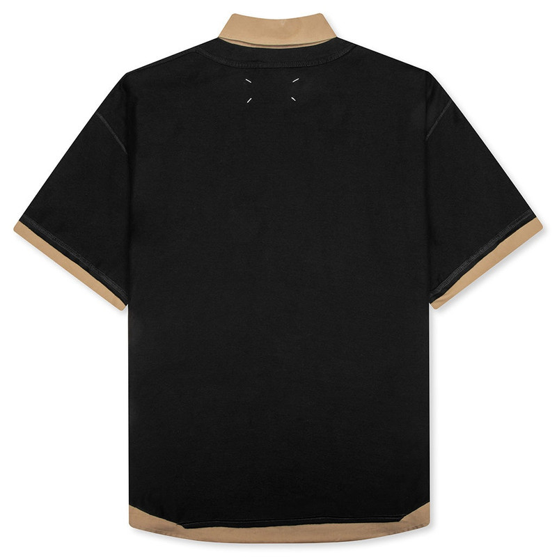 Maison Margiela LAYERED POLO SHIRT - BLACK/CAMEL outlook