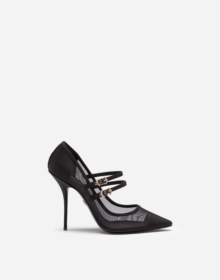 Pumps in mesh and grosgrain with two straps - 1