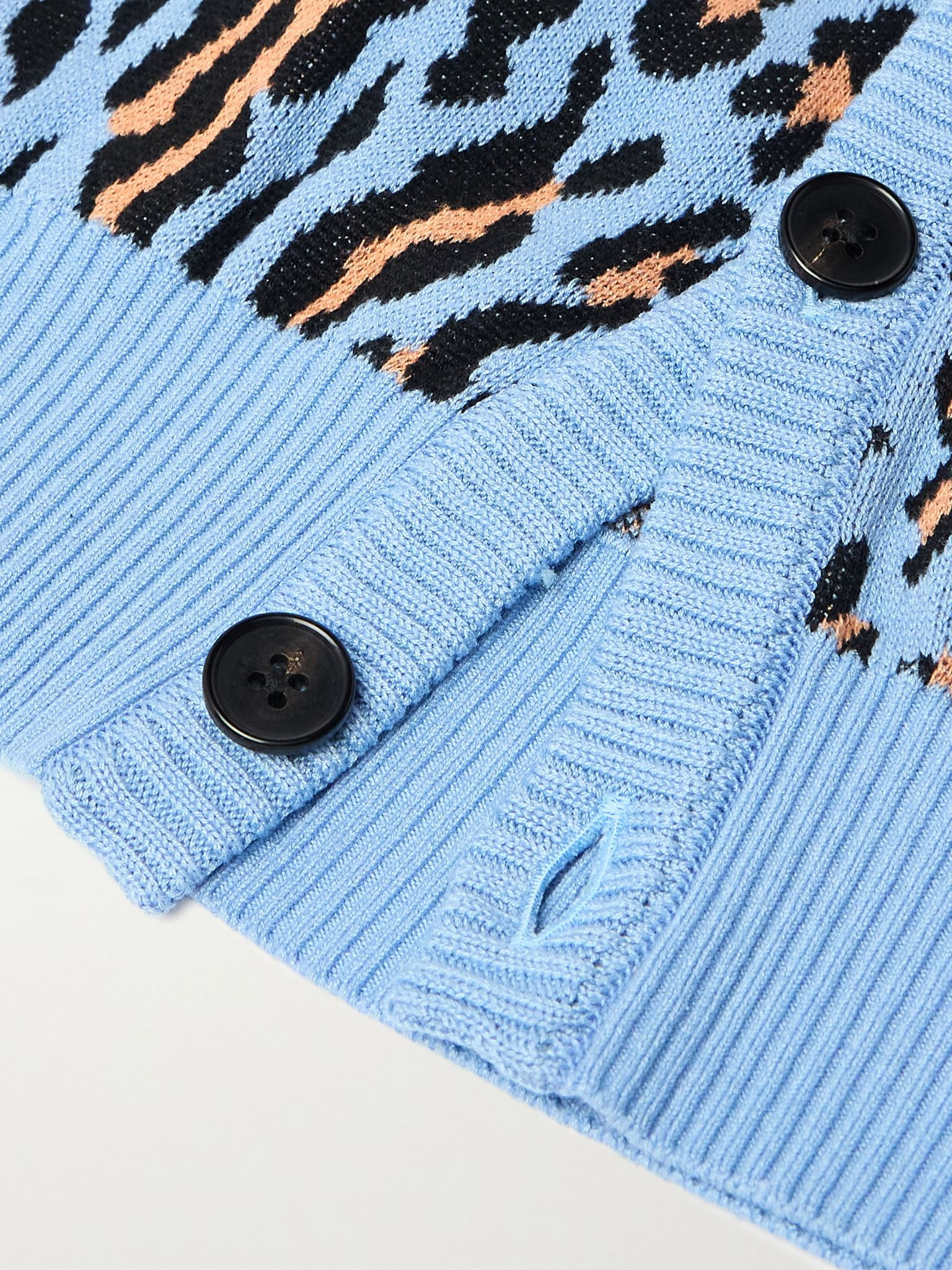 Leopard Cotton-Jacquard Cardigan Blue - 6