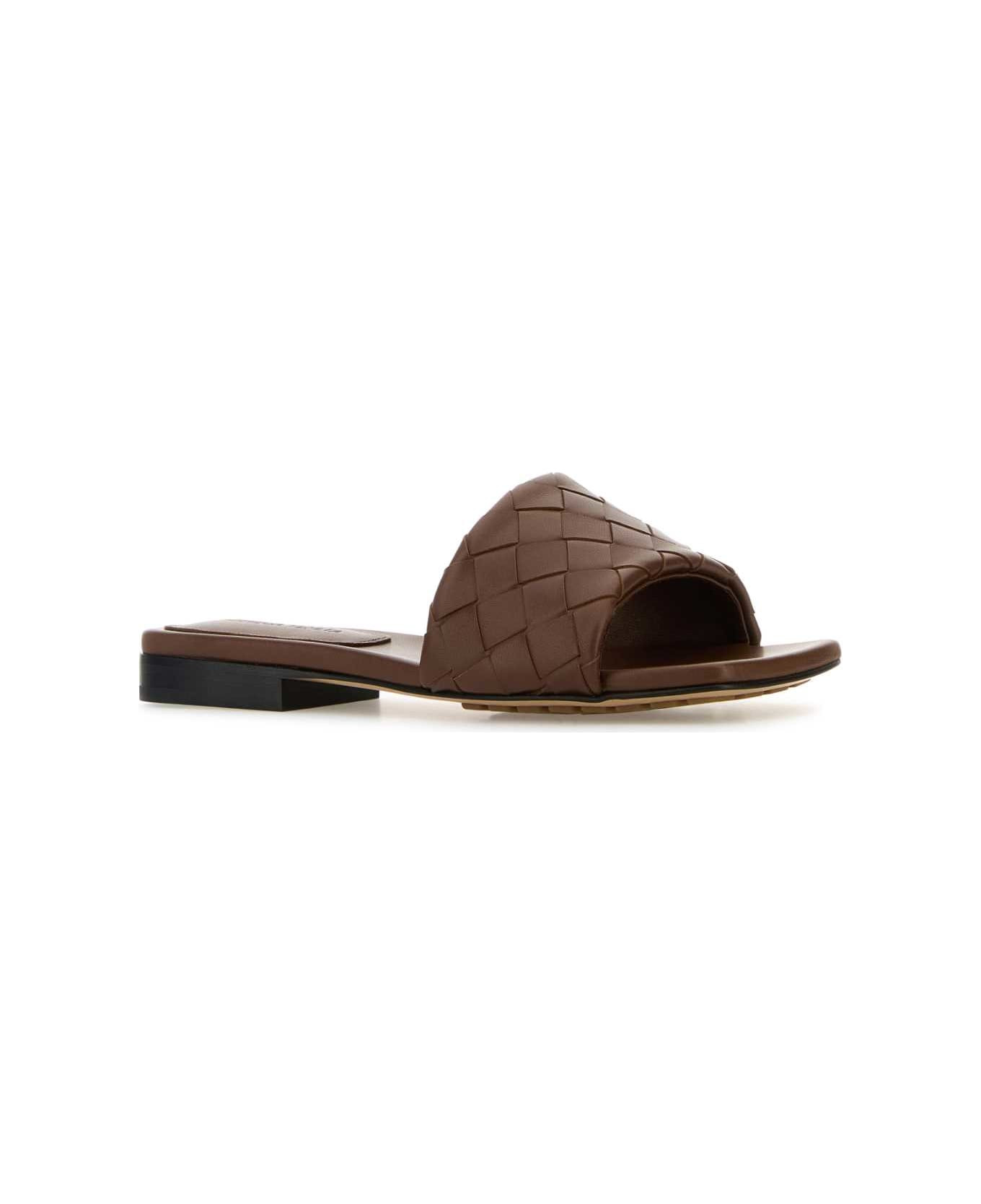 Brown Leather Parco Slippers - 2