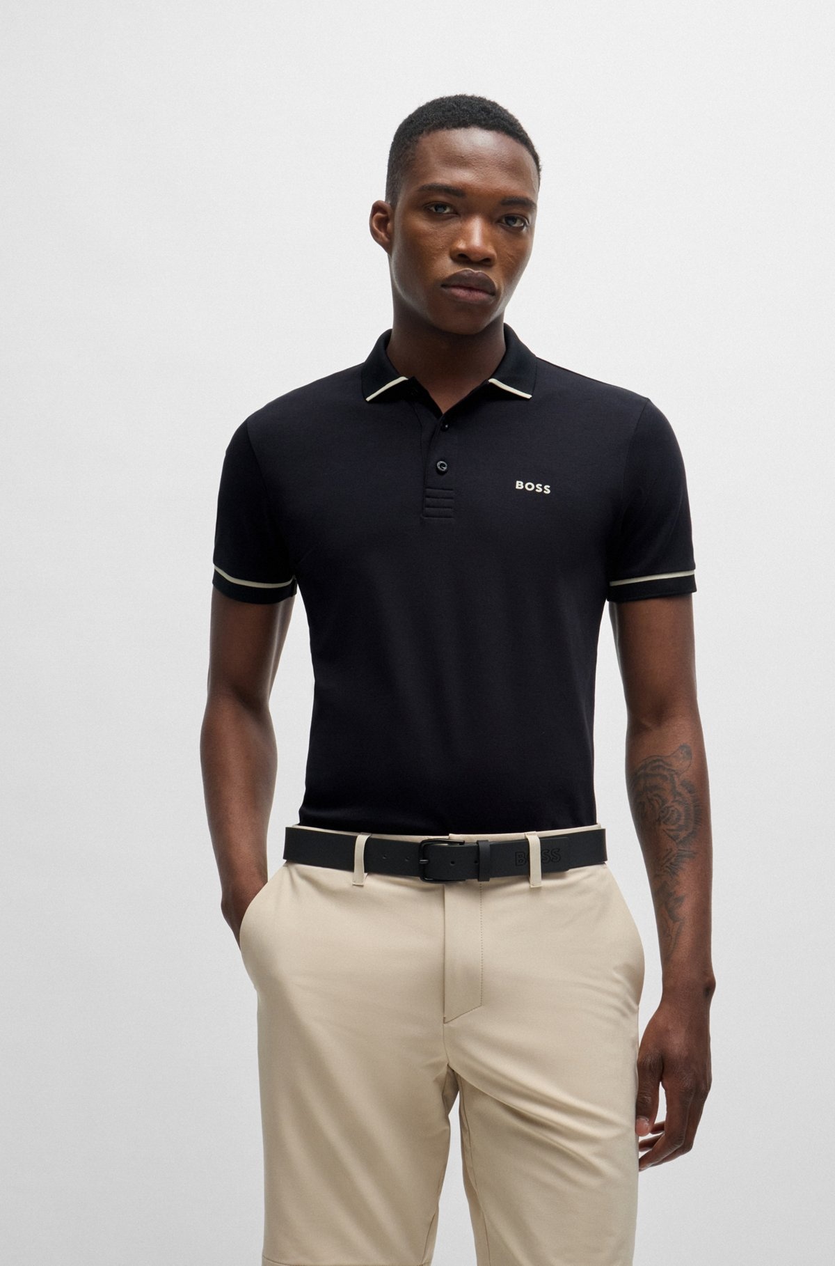 INTERLOCK-COTTON SLIM-FIT POLO SHIRT WITH CONTRAST TRIMS - 2