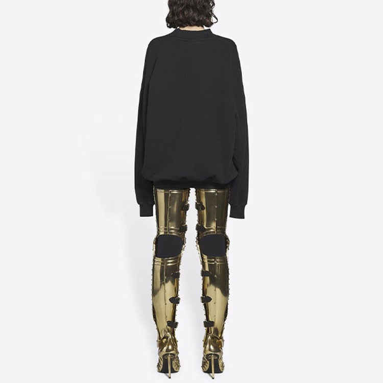 Balenciaga Unisex FW21 Free Printing Round-neck Sweatshirt Black 652981TKVD41070 - 4