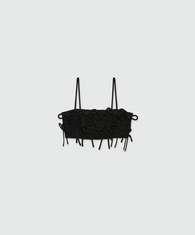 Black cady cropped top with bows 1