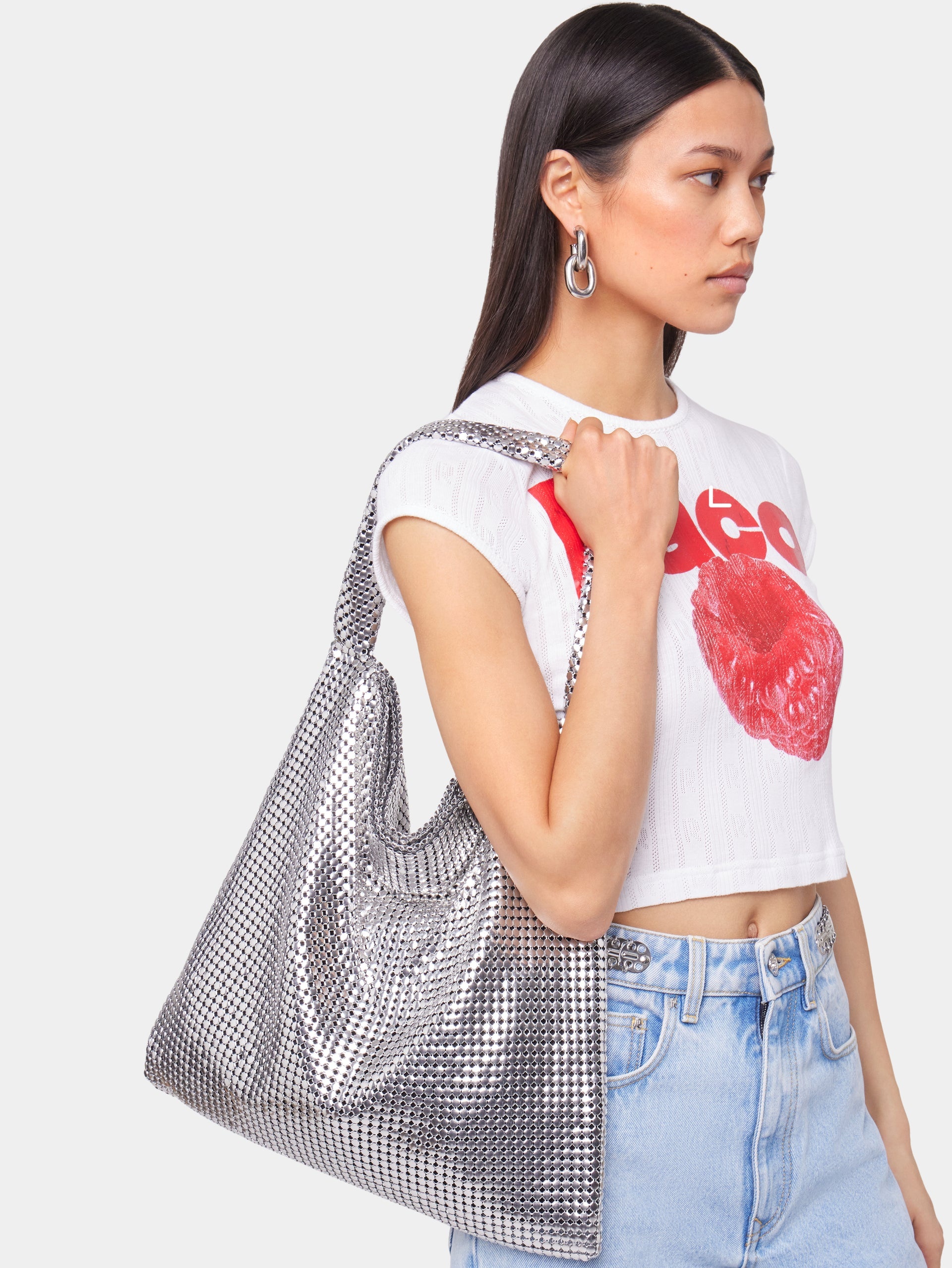 SILVER PIXEL METALLIC TOTE BAG - 2