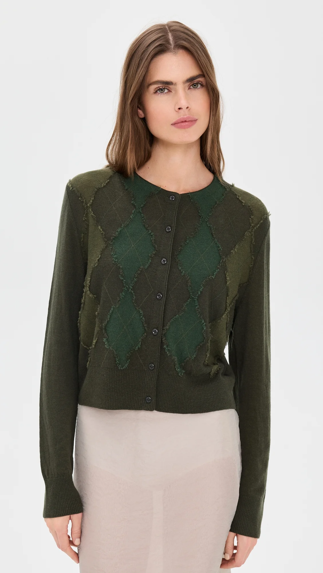 Hand Cut Argyle Cardigan - 1