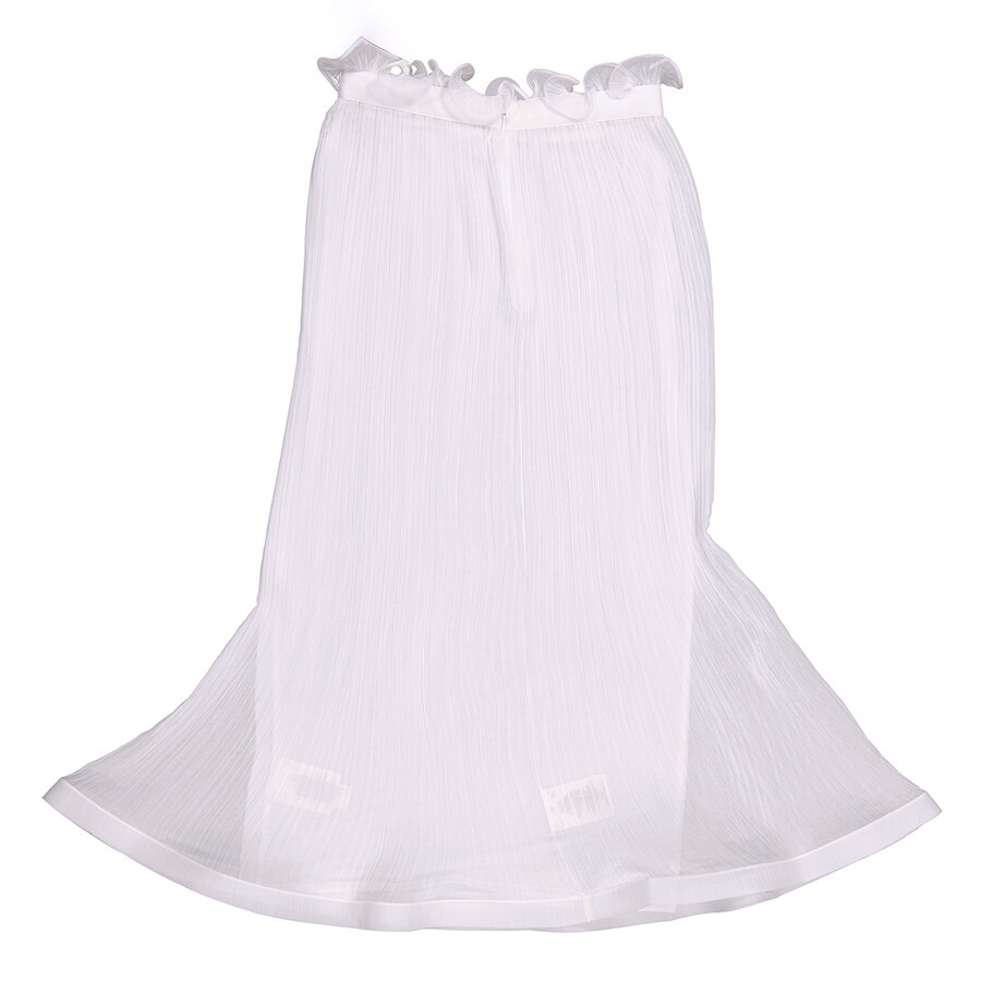 Burberry Ladies Optic White Plisse Ruffle Detail Skirt - 7