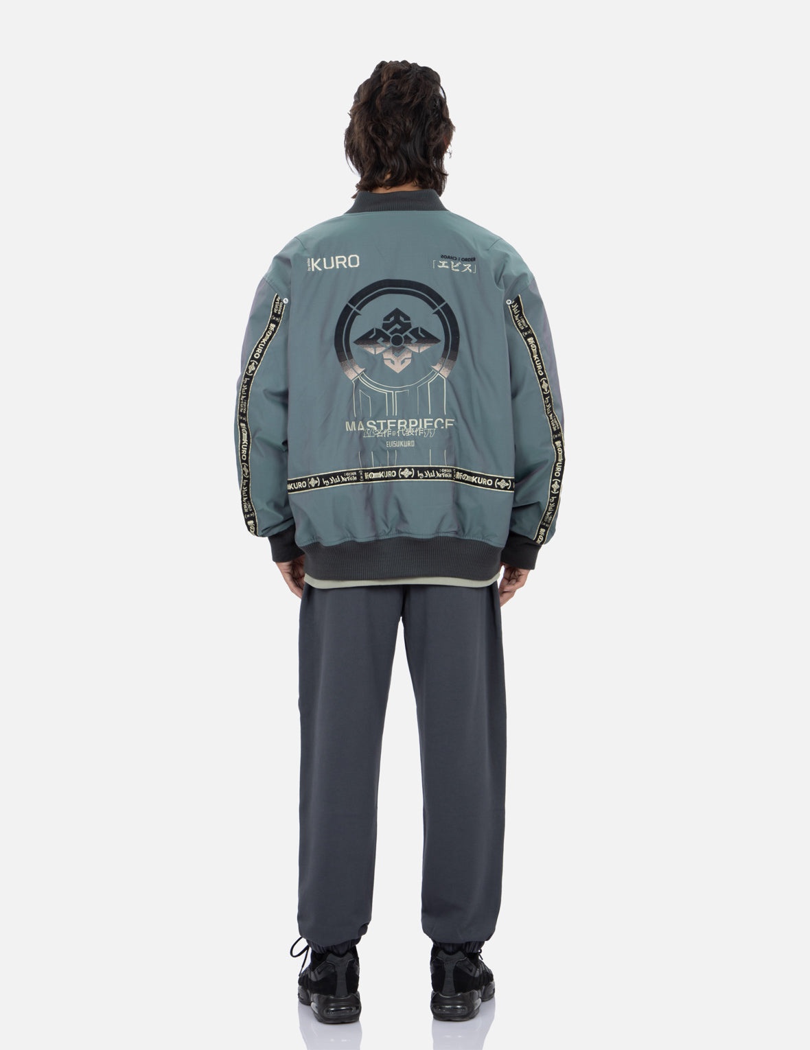 Gradient Kamon Embroidery Bomber Jacket - 5