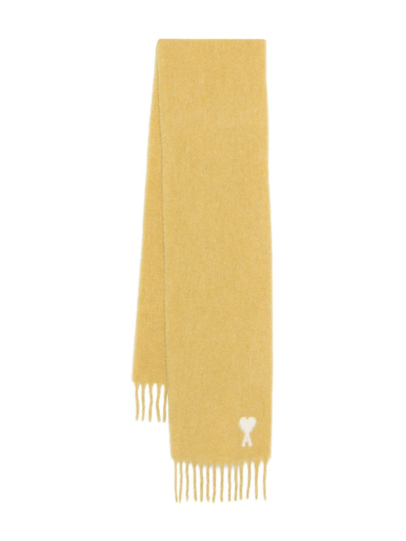 heart-embellishment fringed-hem scarf 1