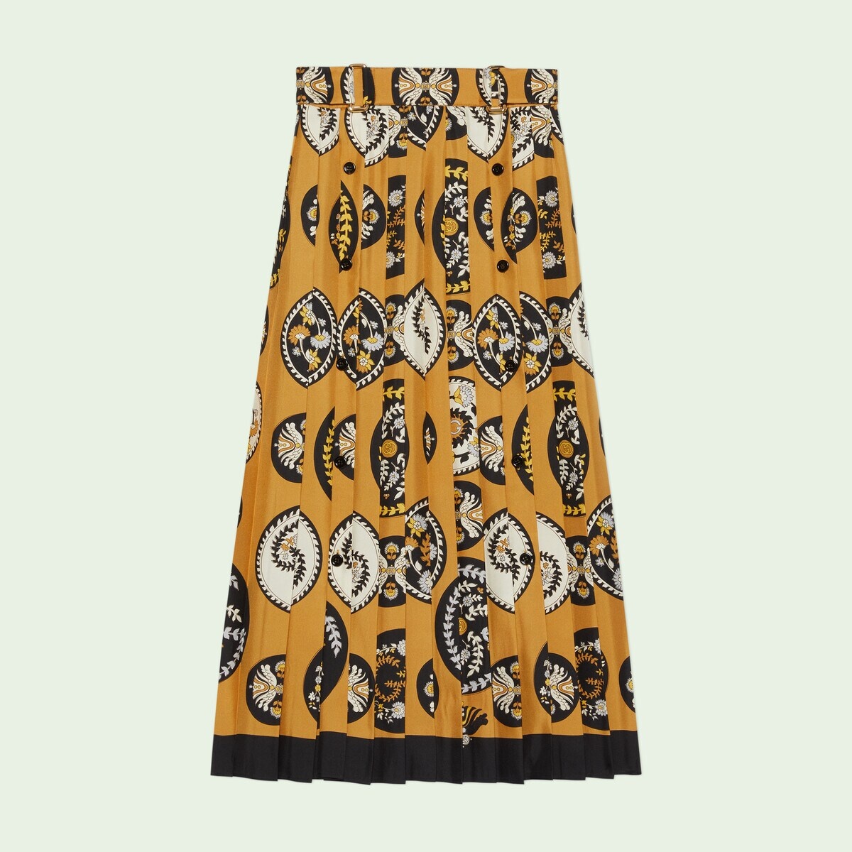 GG paisley circle print pleated silk skirt - 1