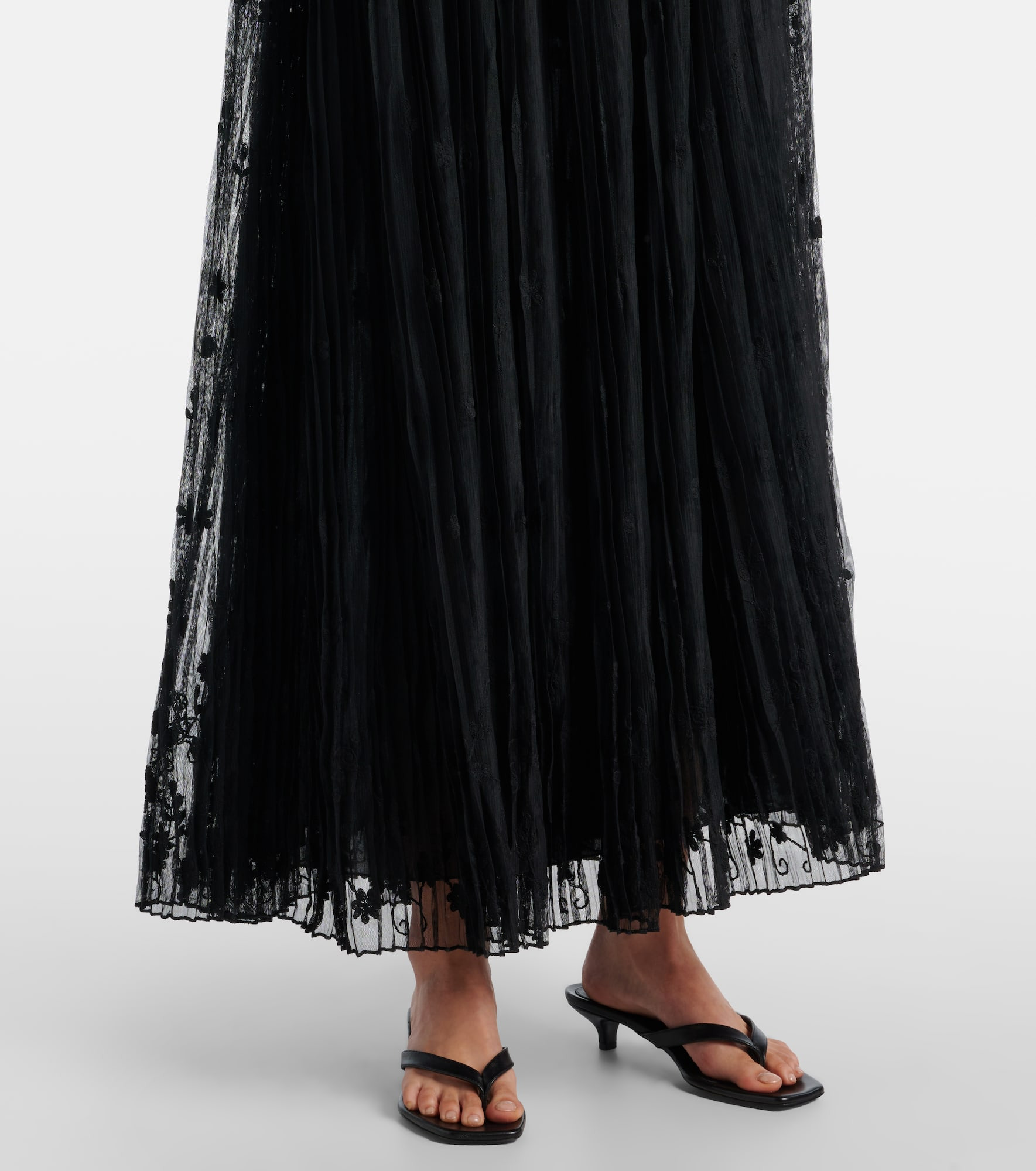 Embroidered floral tulle maxi dress - 6
