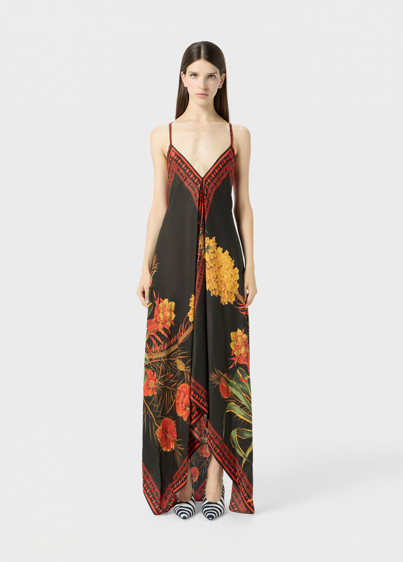Blumarine LONG PRINTED TWILL DRESS outlook