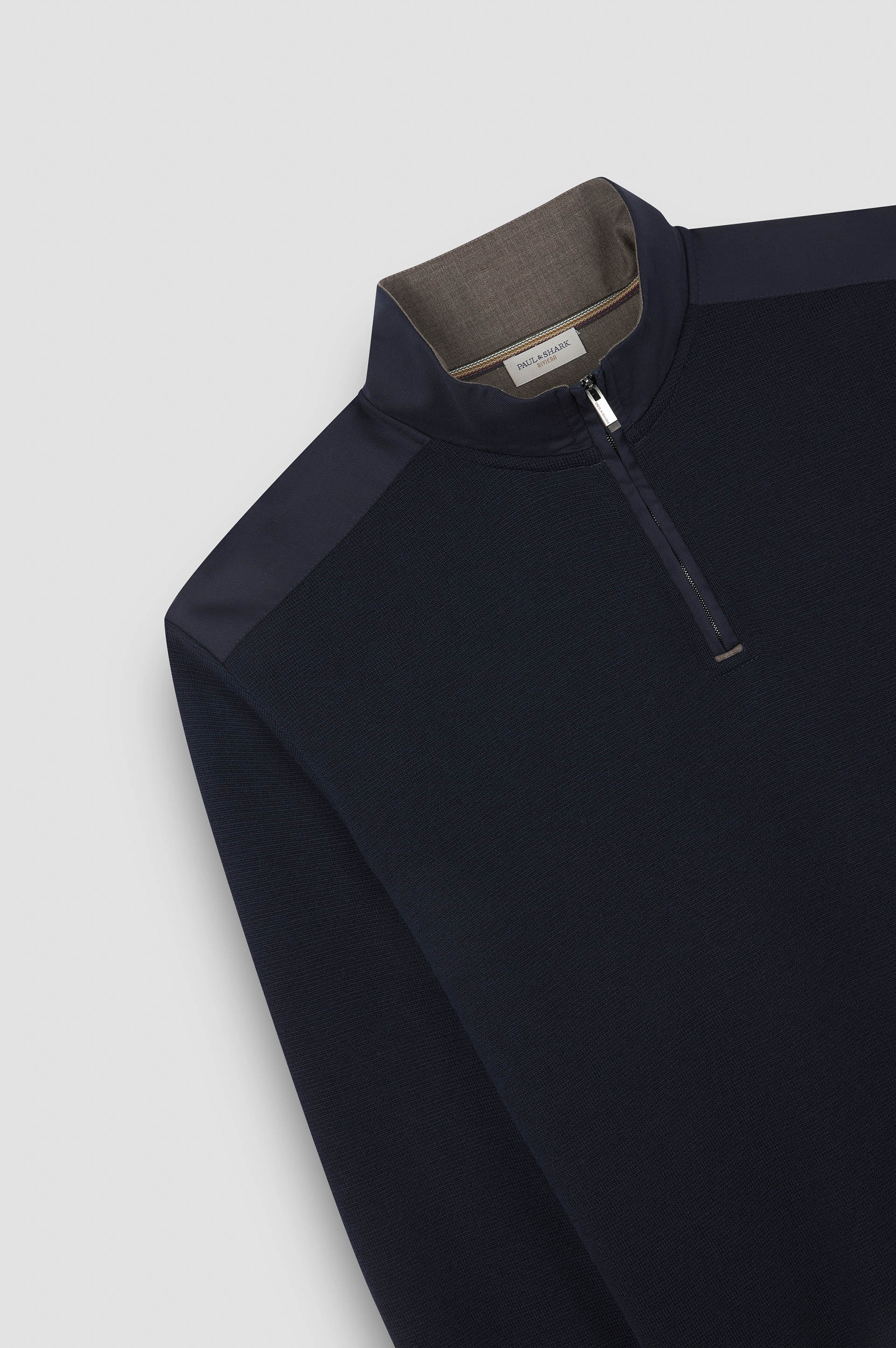 RIVIERA METAL SHARK FIN MERINO EXTRAFINE HALF ZIP SWEATER - 6