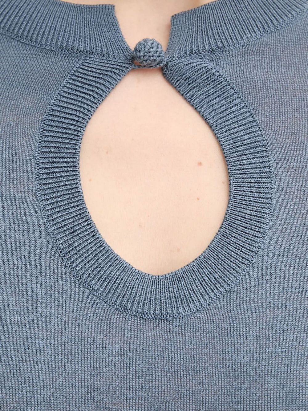 keyhole-neck short-sleeve sweater - 3