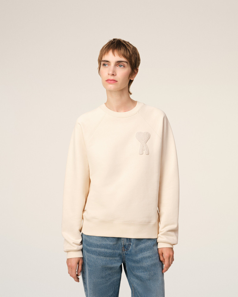 BEIGE COTTON AMI DE COEUR PATCH SWEATSHIRT 3